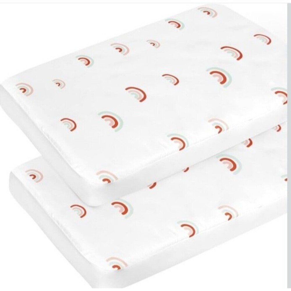 Cold Wind Playard Fitted Mattress Sheets NEW Rainbow 2 pk. Fits 39x27 Mini Crib